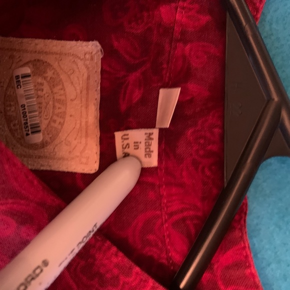 Western Dress Shirt Large red banded collar - Picture 2 of 12